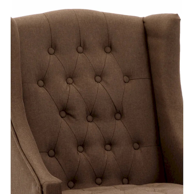 Poltrona Wingback con Schienale Trapuntato e Telaio in Legno Massello