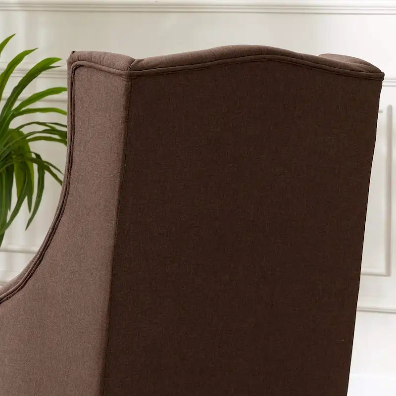 Poltrona Wingback con Schienale Trapuntato e Telaio in Legno Massello