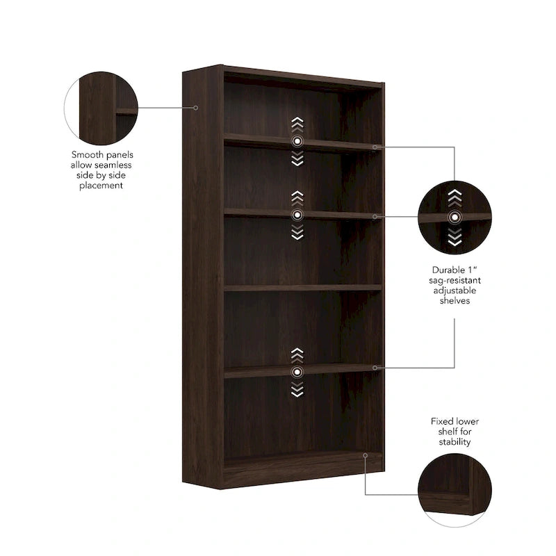 Libreria alta a 5 ripiani con ripiani regolabili - 183 cm H