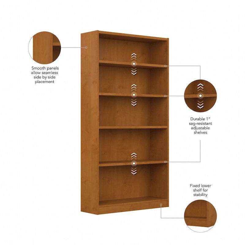 Libreria alta a 5 ripiani con ripiani regolabili - 183 cm H