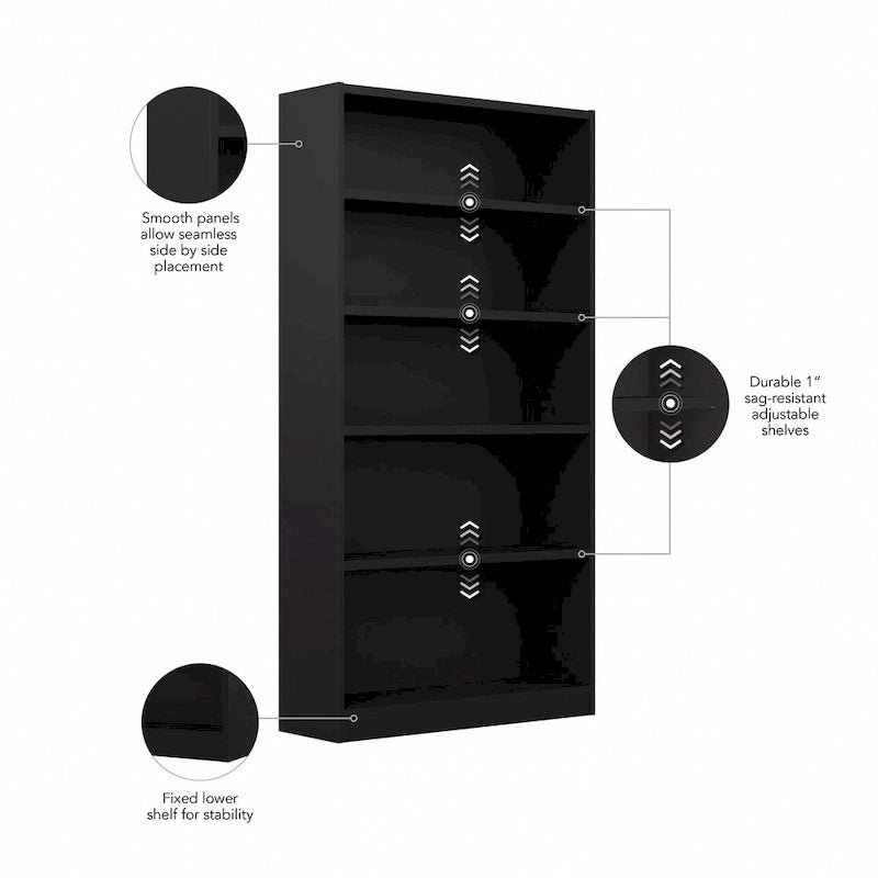 Libreria alta a 5 ripiani con ripiani regolabili - 183 cm H