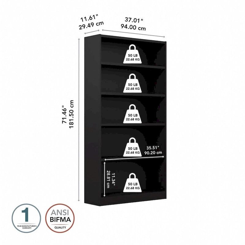 Libreria alta a 5 ripiani con ripiani regolabili - 183 cm H
