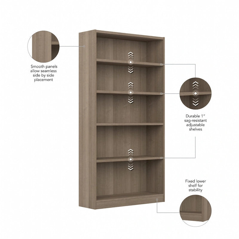 Libreria alta a 5 ripiani con ripiani regolabili - 183 cm H