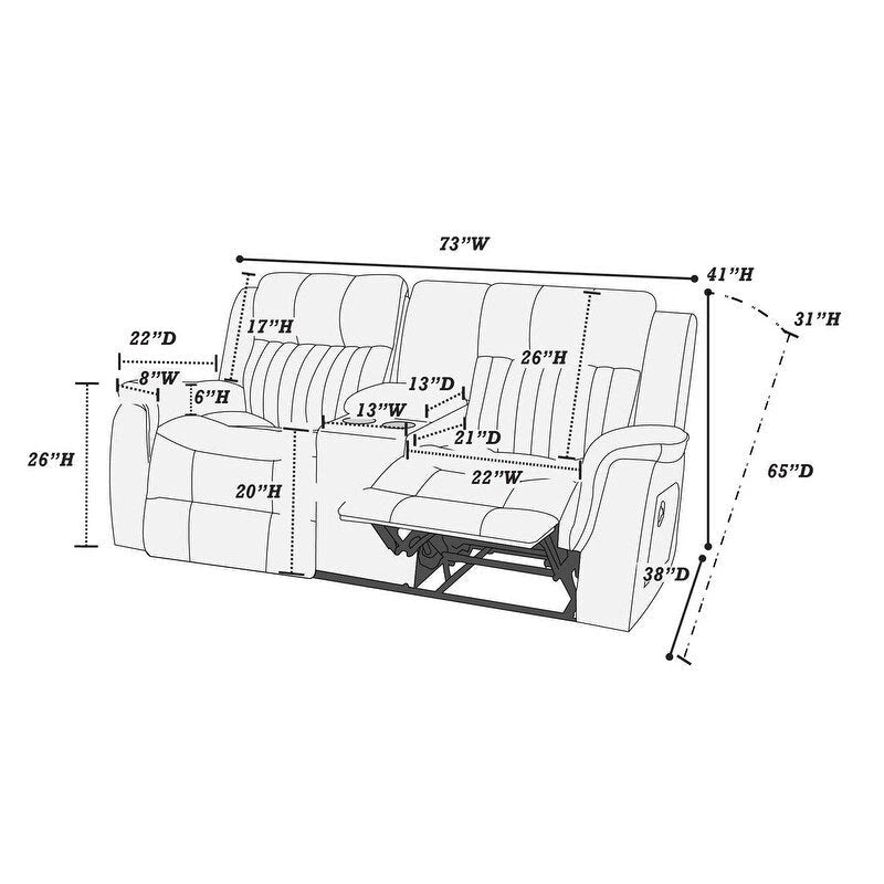 Divanetto Recliner Manuale con Console - Ecopelle Caffè Scuro