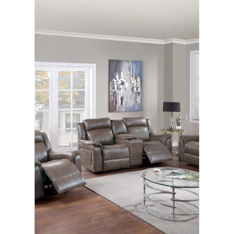 Divanetto Recliner Manuale con Console - Ecopelle Caffè Scuro