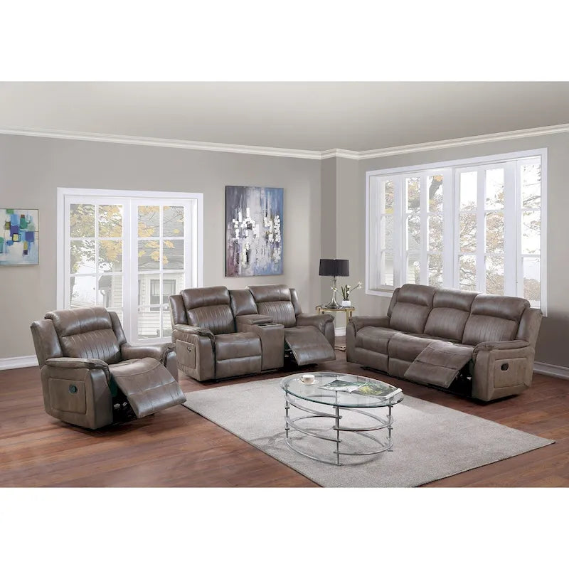 Divanetto Recliner Manuale con Console - Ecopelle Caffè Scuro