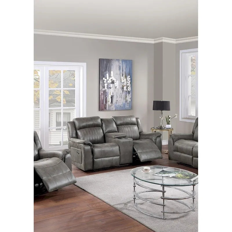 Divanetto Recliner Manuale con Console - Ecopelle Caffè Scuro