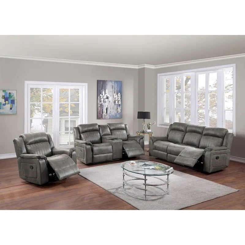Divanetto Recliner Manuale con Console - Ecopelle Caffè Scuro