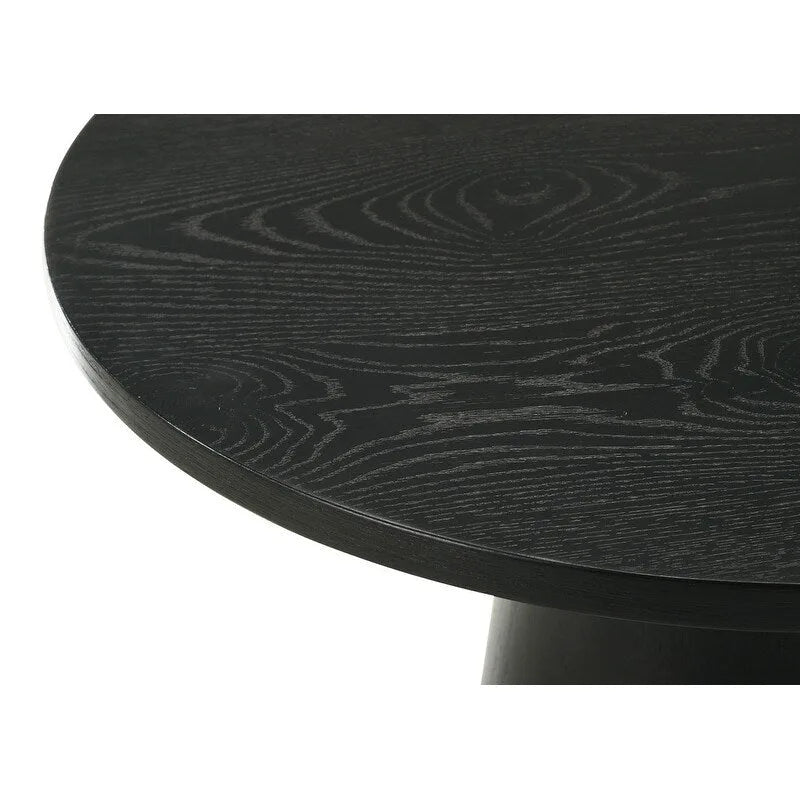 Tavolino rotondo con base a piedistallo e finitura effetto legno - 22W