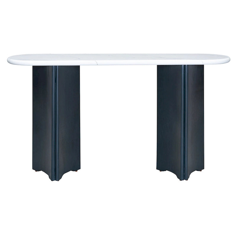 Consolle con piano in finto marmo e base in legno - 53,9L