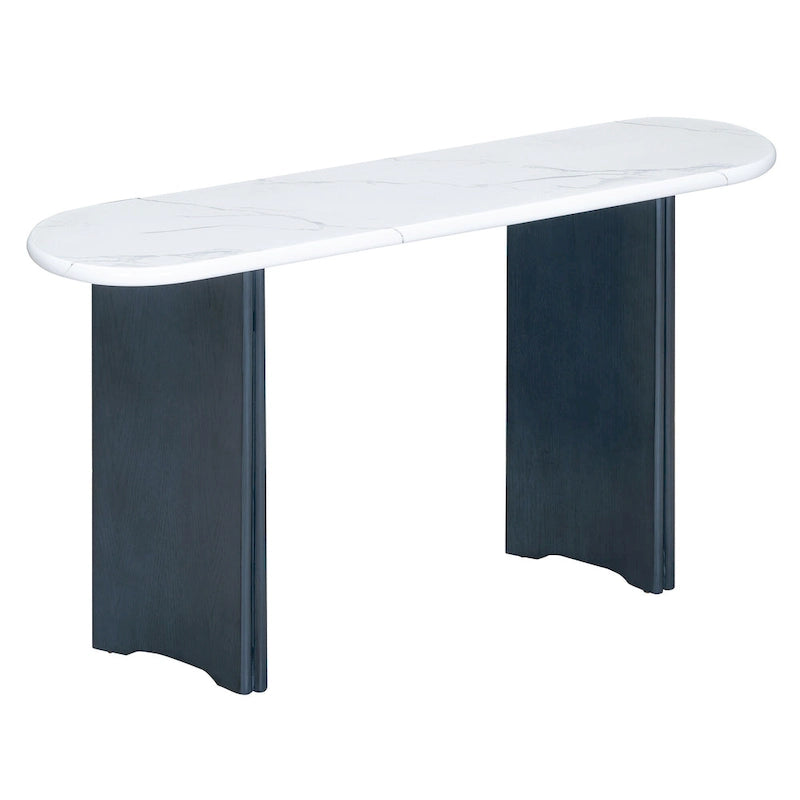 Consolle con piano in finto marmo e base in legno - 53,9L