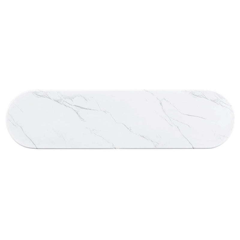 Consolle con piano in finto marmo e base in legno - 53,9L