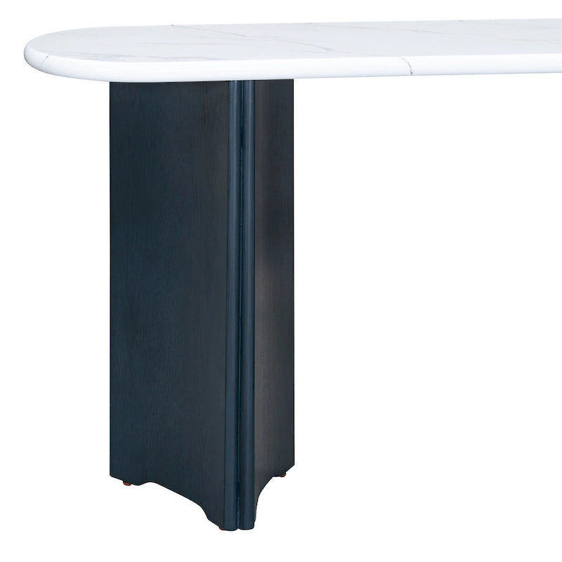 Consolle con piano in finto marmo e base in legno - 53,9L