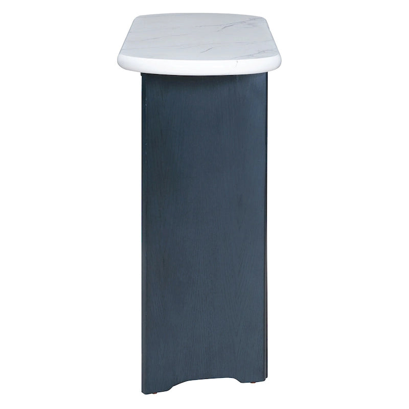 Consolle con piano in finto marmo e base in legno - 53,9L