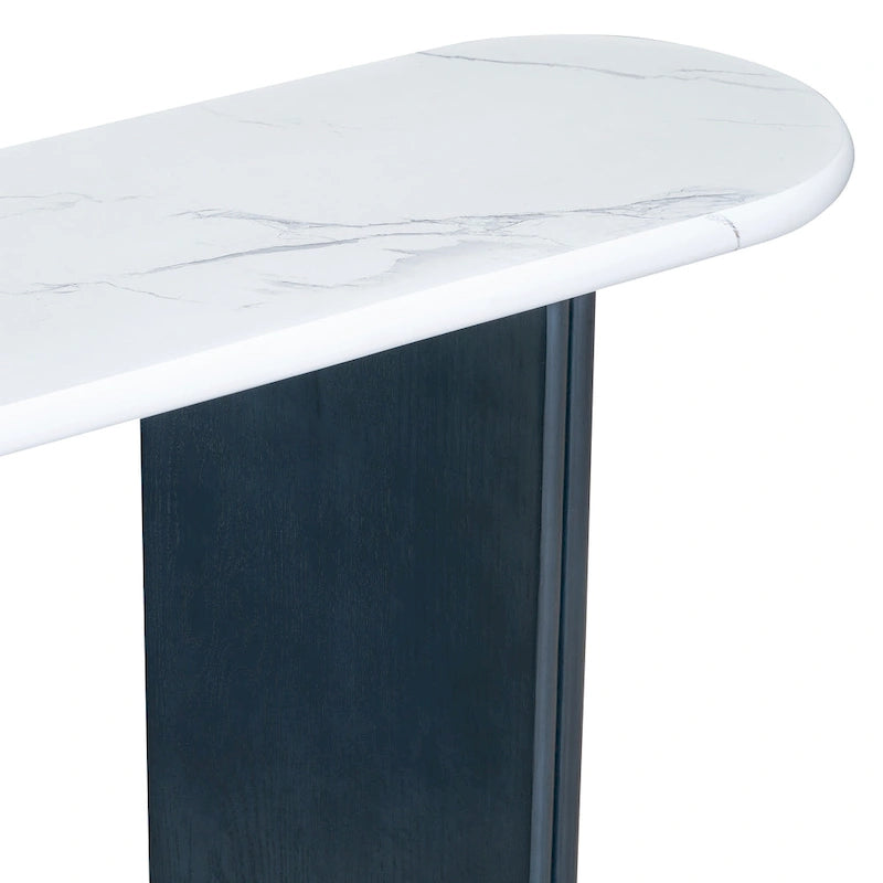 Consolle con piano in finto marmo e base in legno - 53,9L