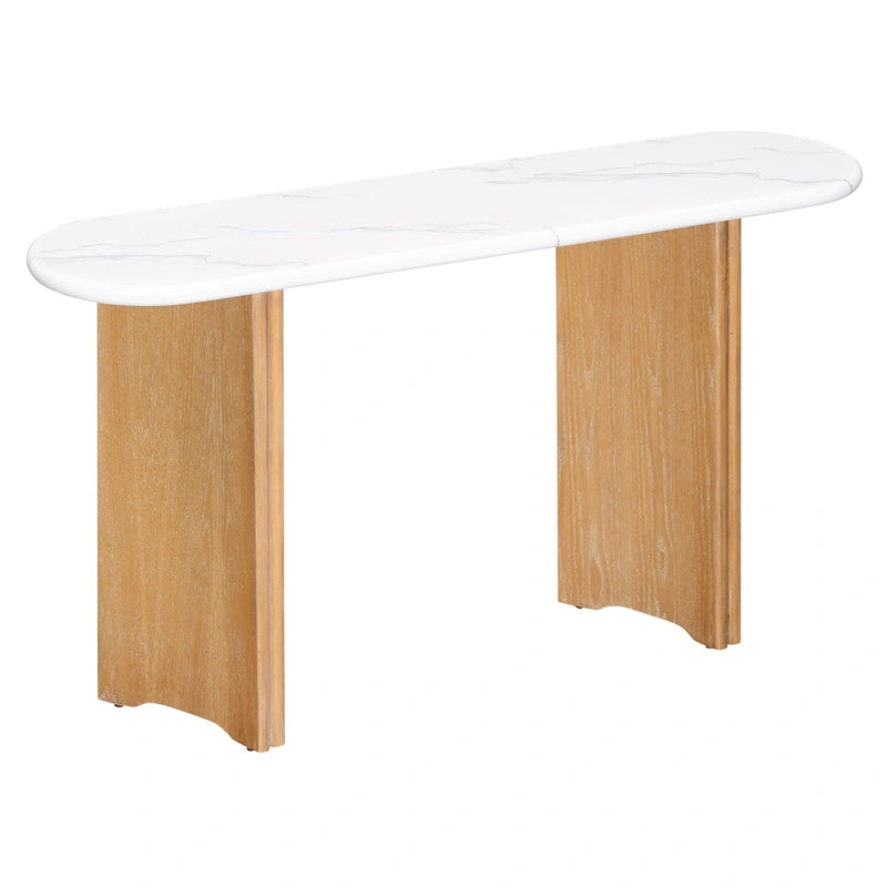Consolle con piano in finto marmo e base in legno - 53,9L