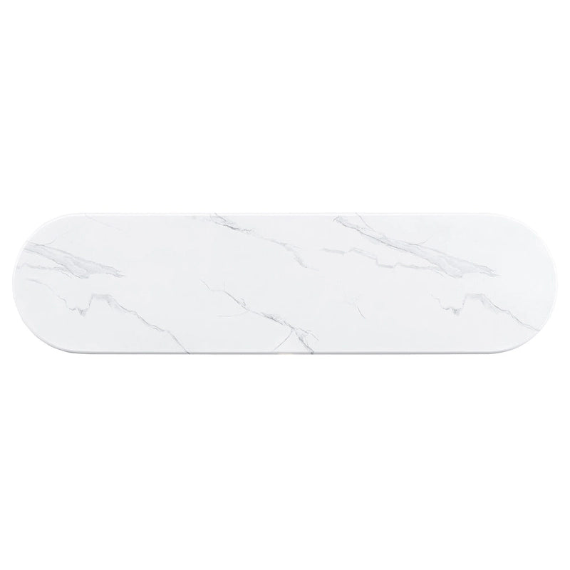 Consolle con piano in finto marmo e base in legno - 53,9L