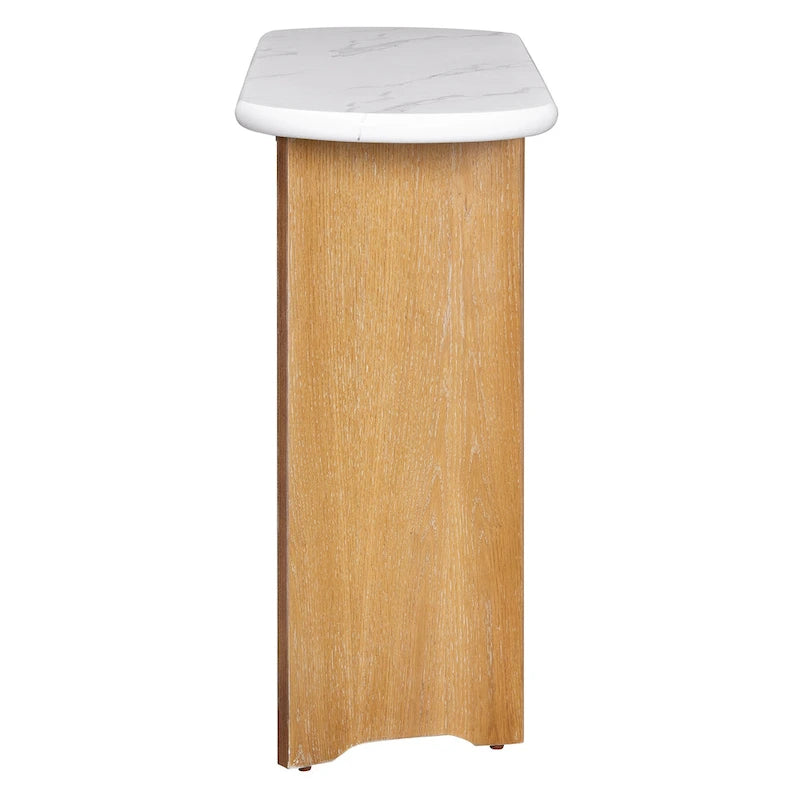 Consolle con piano in finto marmo e base in legno - 53,9L