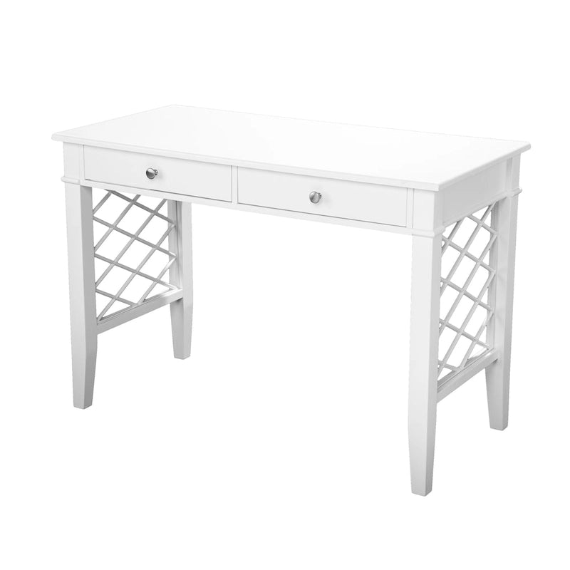 Scrivania bianca con 2 cassetti e gambe a traliccio - 43W
