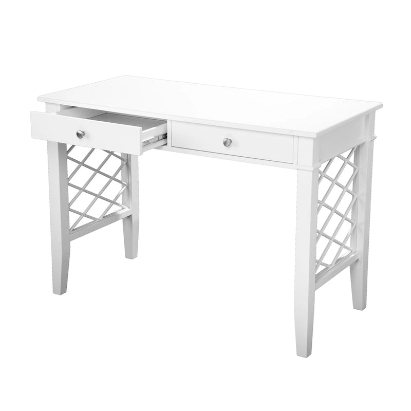 Scrivania bianca con 2 cassetti e gambe a traliccio - 43W