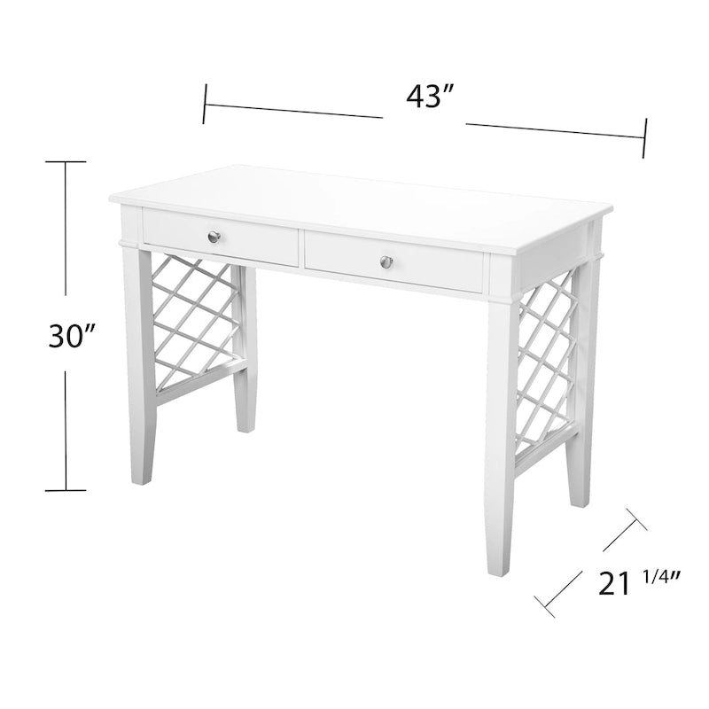 Scrivania bianca con 2 cassetti e gambe a traliccio - 43W