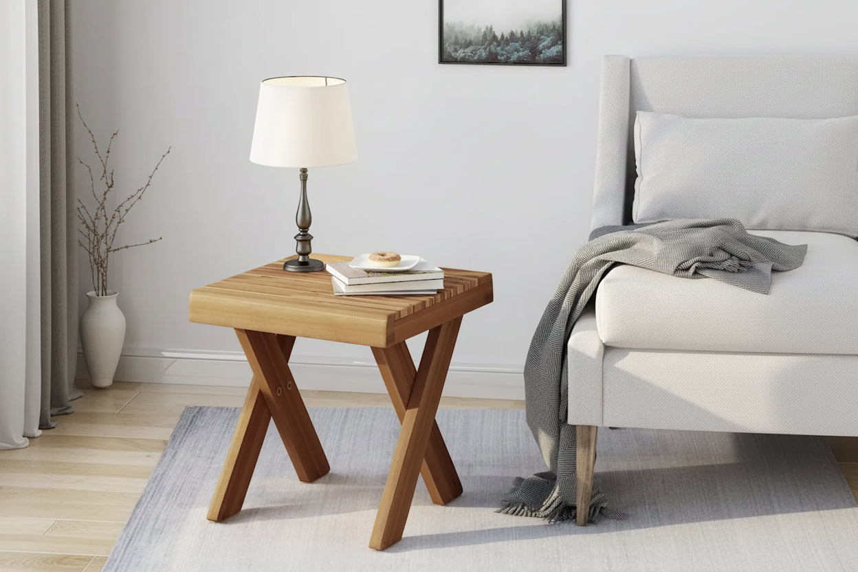 Esmeralda Farmhouse Acacia Wood Side Table by Christopher Knight Home