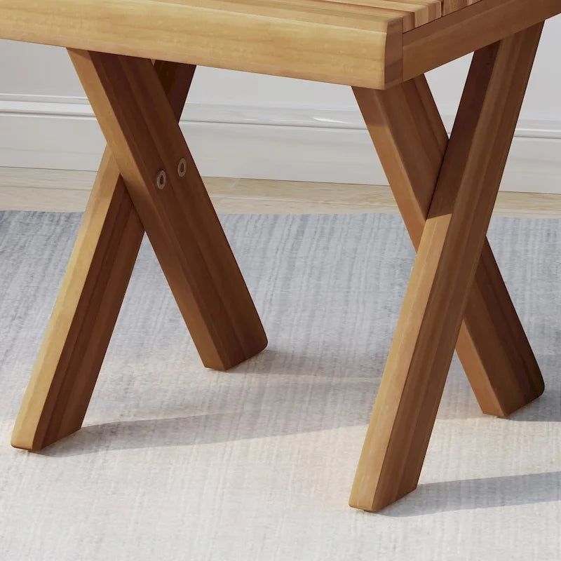 Tavolino in Legno di Acacia Stile Rustico con Base a Croce - 45 cm