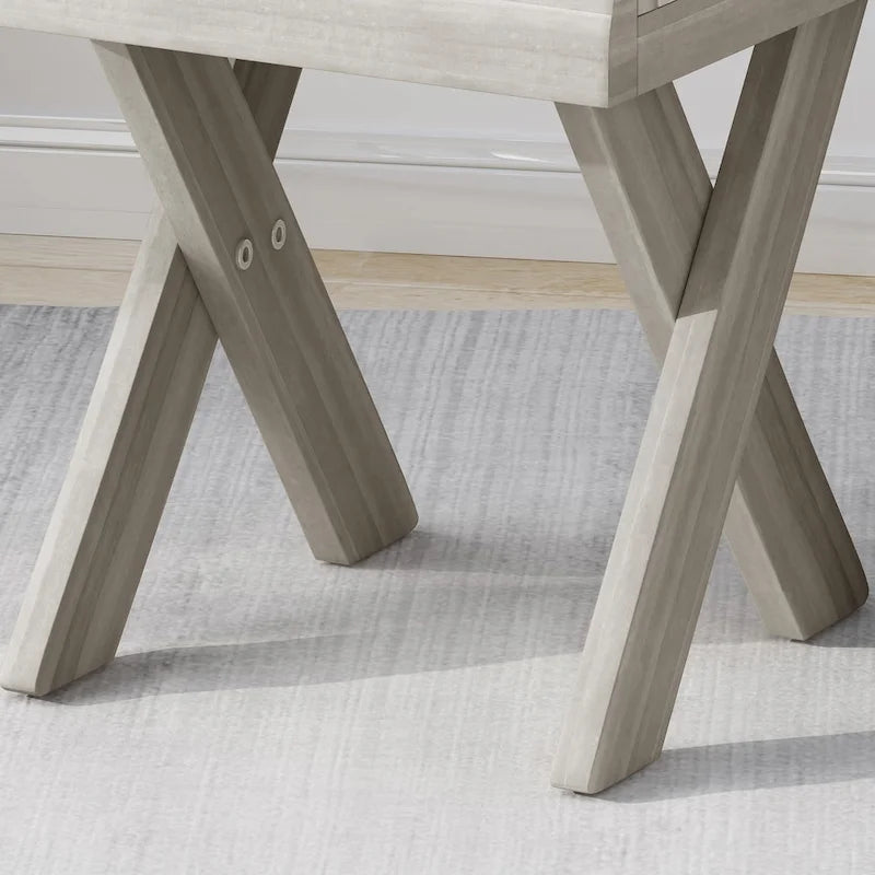 Tavolino in Legno di Acacia Stile Rustico con Base a Croce - 45 cm