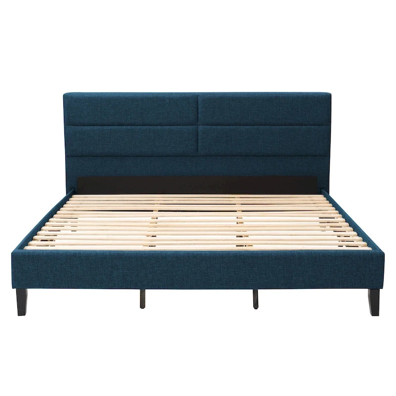 Letto imbottito con pannello grigio scuro - King Size