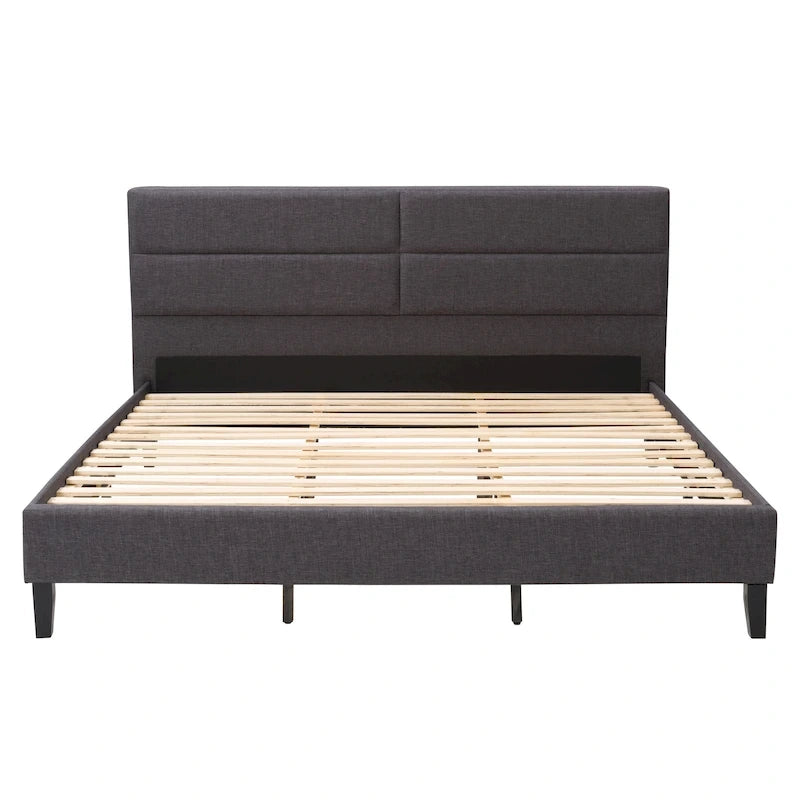 Letto imbottito con pannello grigio scuro - King Size