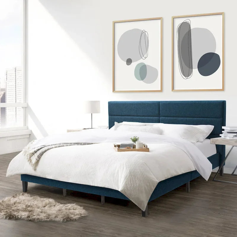 Letto imbottito con pannello grigio scuro - King Size