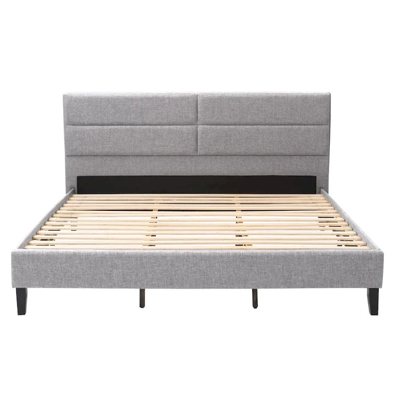 Letto imbottito con pannello grigio scuro - King Size
