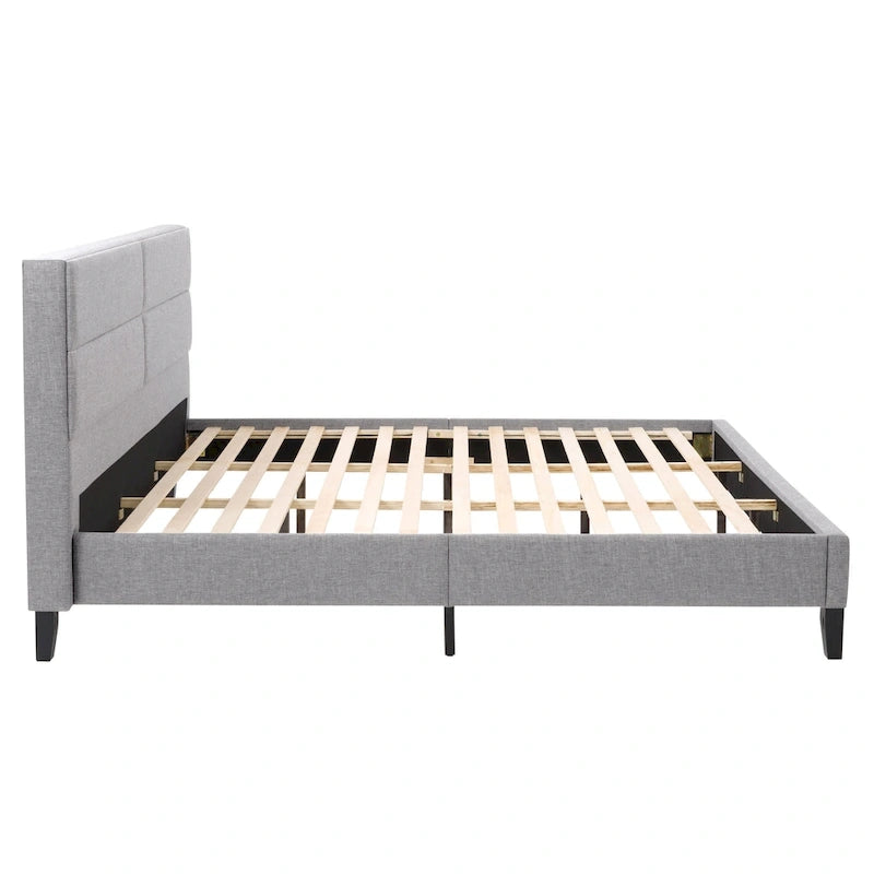 Letto imbottito con pannello grigio scuro - King Size