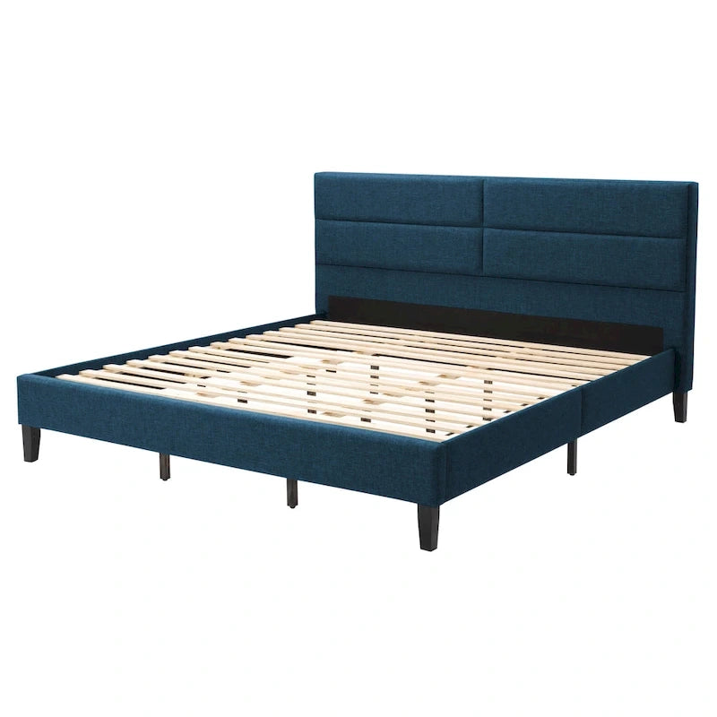 Letto imbottito con pannello grigio scuro - King Size
