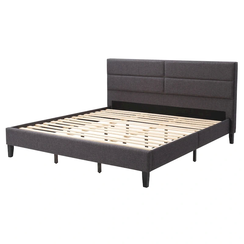 Letto imbottito con pannello grigio scuro - King Size