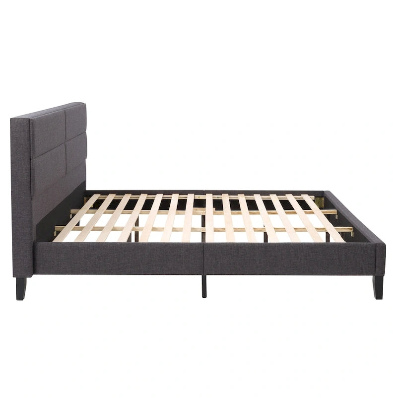 Letto imbottito con pannello grigio scuro - King Size