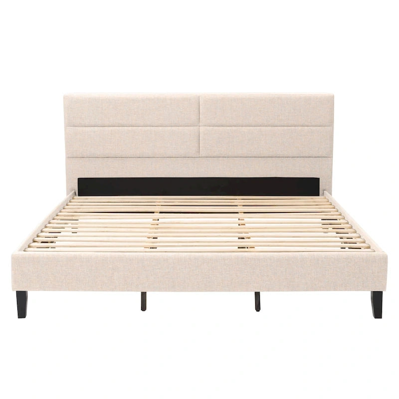 Letto imbottito con pannello grigio scuro - King Size