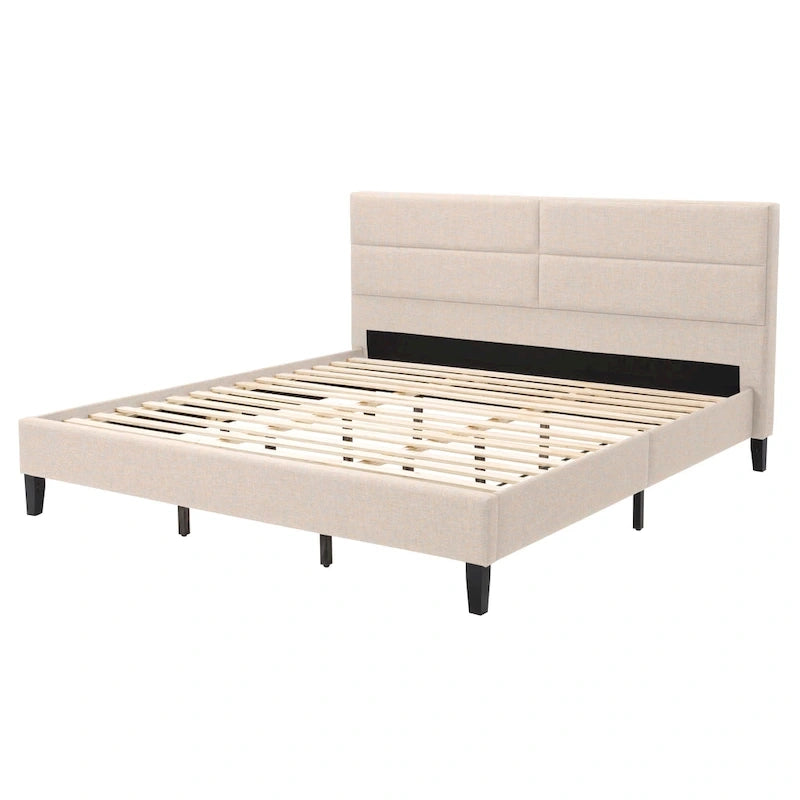 Letto imbottito con pannello grigio scuro - King Size