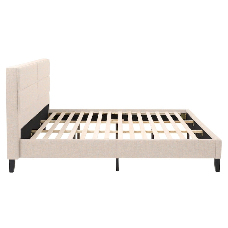 Letto imbottito con pannello grigio scuro - King Size
