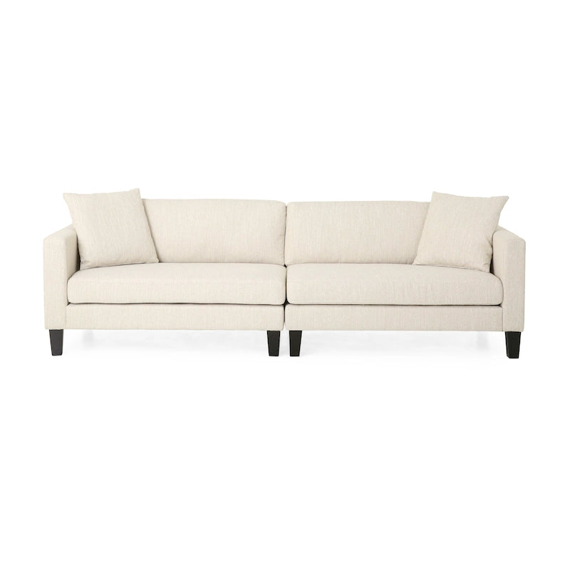 Divano a 4 posti in tessuto contemporaneo con cuscini decorativi e gambe in legno - 101W