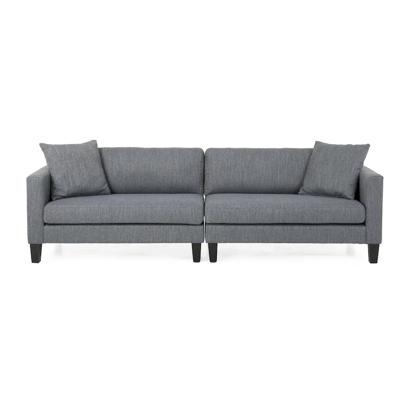 Divano a 4 posti in tessuto contemporaneo con cuscini decorativi e gambe in legno - 101W