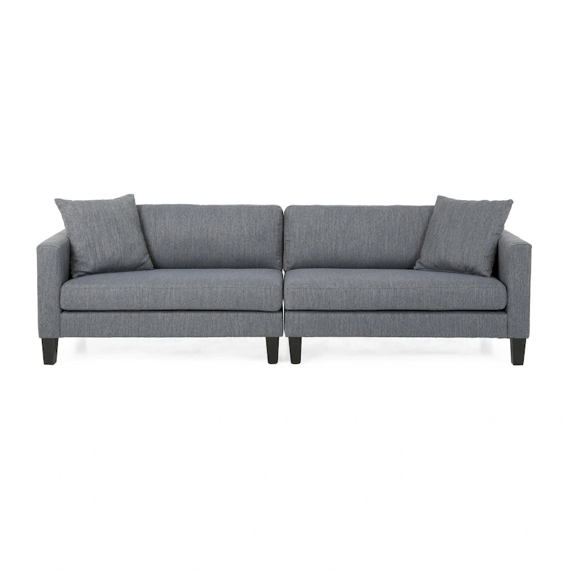 Divano a 4 posti in tessuto contemporaneo con cuscini decorativi e gambe in legno - 101W