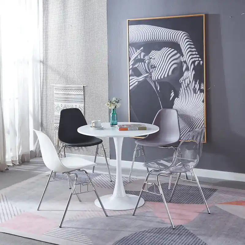 Tavolo da pranzo "White Tulip" da 31,5 pollici in stile scandinavo per 2-4 persone con piano rotondo in MDF, tavolino da caffè per il tempo libero