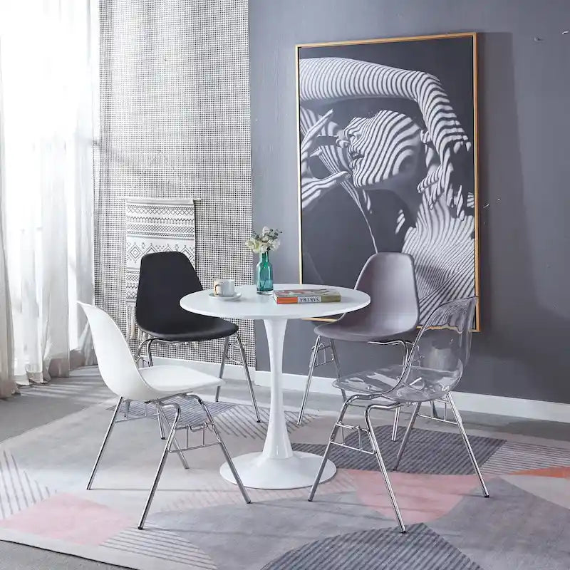 Tavolo da pranzo "White Tulip" da 31,5 pollici in stile scandinavo per 2-4 persone con piano rotondo in MDF, tavolino da caffè per il tempo libero