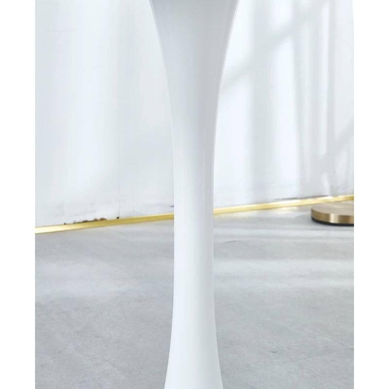 Tavolo da pranzo "White Tulip" da 31,5 pollici in stile scandinavo per 2-4 persone con piano rotondo in MDF, tavolino da caffè per il tempo libero