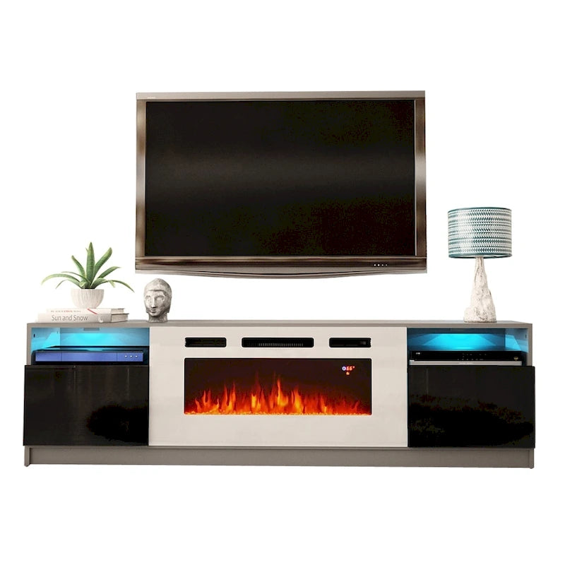 Mobile TV con caminetto elettrico con luci LED e telecomando - 78.7W