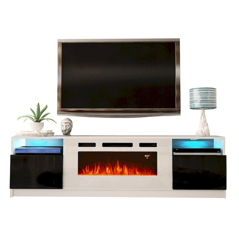 Mobile TV con caminetto elettrico con luci LED e telecomando - 78.7W