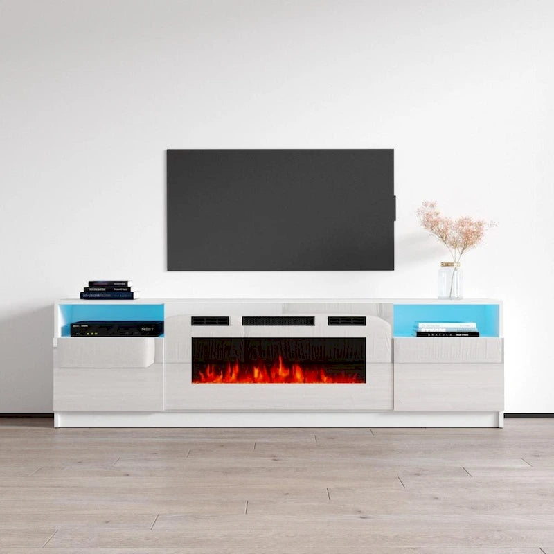Mobile TV con caminetto elettrico con luci LED e telecomando - 78.7W