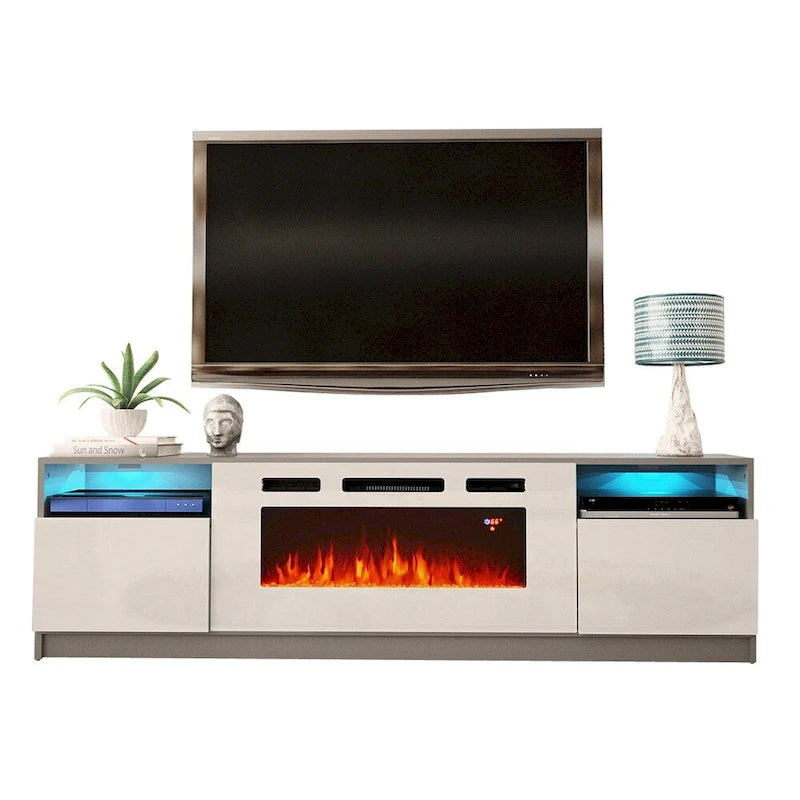 Mobile TV con caminetto elettrico con luci LED e telecomando - 78.7W