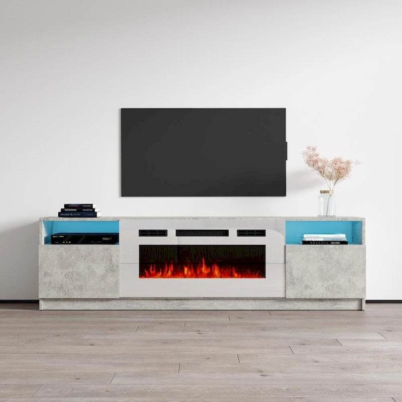 Mobile TV con caminetto elettrico con luci LED e telecomando - 78.7W